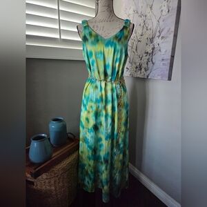 Nicole Miller Elegant Green and Blue Women's Dress